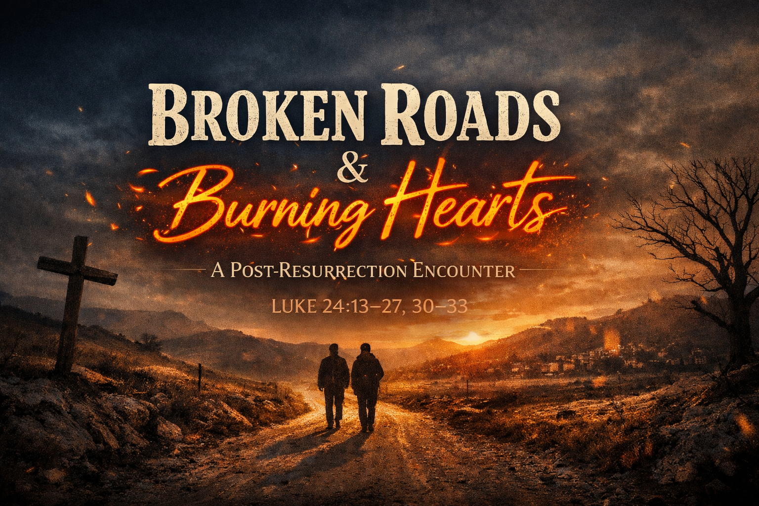 Broken Roads and Burning Hearts sermon series artwork